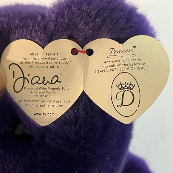 Ty Beanie Buddies Princess Diana Bear - Purple Plush Memorial Edition - Picture 9 of 16